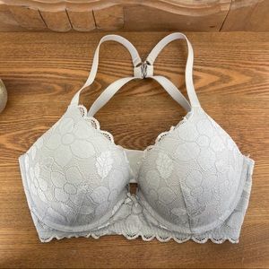 Aerie Lace Floral Bra 34DD Push Up Gray